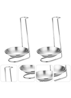 Buy 2pcs Stainless Steel Double Ladles Holder Vertical Spoon Rest Cooking Utensils Stand Tray or Hotpot Restaurant, Buffet, Fast Food Restaurant Kitchen Decor in UAE