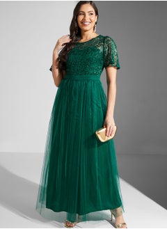 Buy Round Neck Tule Dress in UAE