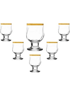 Buy 6 Piece Talya Glass Golden Rim Elegant Design 6.5 oz -Clear in Egypt