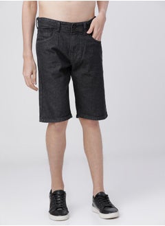 Buy Solid Slim Fit Denim Shorts in Saudi Arabia