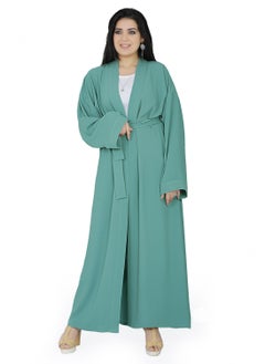 Buy Solid Open Front Abaya With Matching Belt - Pistage in Egypt