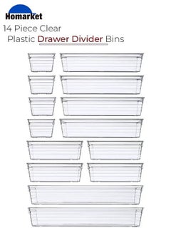 Buy 14 PCS Clear Plastic Drawer Organizer Tray for Makeup, Kitchen Utensils, Jewelries and Gadgets in UAE