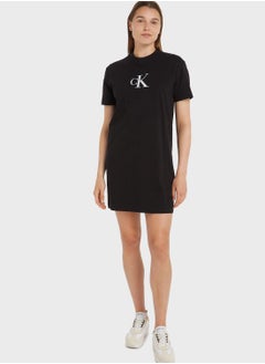 Buy Crew Neck Logo Dress in Saudi Arabia