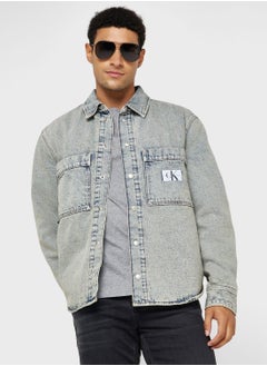 Buy Mid Wash Regular Fit Denim Shirt in Saudi Arabia