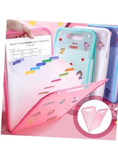 اشتري 12-Grid Portable A4 File Folder Document Bag PP Vertical Organ Box Office Paper Storage Organize Bag,Pink Color في السعودية