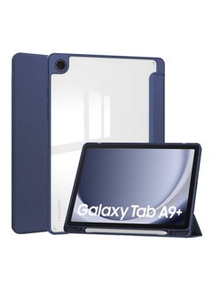 Buy Transparent Hard Shell Back Trifold Smart Cover Protective Slim Case for Samsung Galaxy Tab A9 Plus Blue in Saudi Arabia