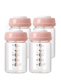 Buy 4PCS Breastmilk Glass Bottles Storage with Leak Proof Lids 150ml in UAE