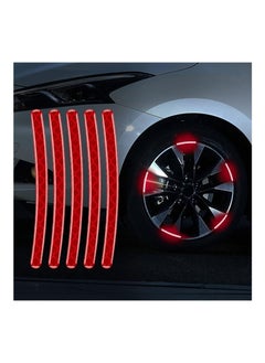 Buy 20Pcs Reflective Car Stickers Wheel Rim Stripe Decal for Motorcycle Wheels Car Cycling Bike Red in UAE