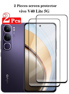 Buy 2 Pieces Full Cover Glass Screen Protector For vivo V40 Lite 5G Black/Clear and Screen Protector Accessories in Saudi Arabia