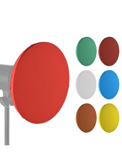 اشتري 7pcs 55cm Photography Light Shade Cloth Soft Diffuser Cover Blue/Red/Green/White/Yellow/Brown/Purple Compatible for Studio Strobe Bowen Mount Standard Reflector في السعودية