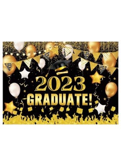 Buy Graduation Photography Backdropclass Of 2023 Congrats Grad Backdrop 7X5Ft Black And Gold Photography Background Graduation Party Supplies in UAE