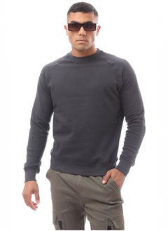 Buy Dark Grey Slip On Round Neck Sweat Shirt in Egypt