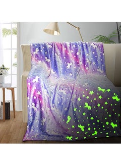 Buy Kids Glow in The Dark Blanket Soft Throw All Seasons for Couch Sofa Bed 150 x 120cm in UAE