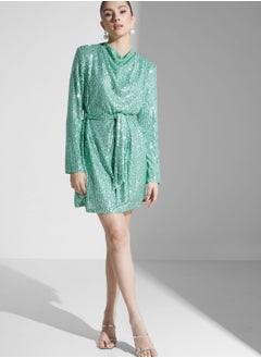 Buy Sequin Belted Dress in UAE