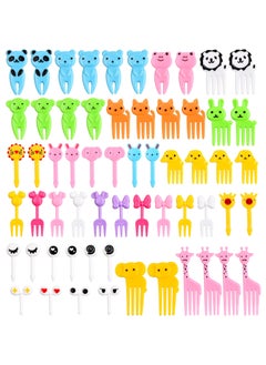 Buy 60 Pcs Cartoon Animal Food Picks for Kids, Reusable Fruit Forks, Plastic Mini Forks for Lunch Boxes, Bento Decor, Sandwiches, Cakes, Fruits, and Party in UAE