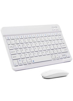 اشتري Wireless Keyboard|Mouse, Bluetooth Wireless Rechargeable Keyboard with Charging Cable, Ultra Thin Keyboard for iPad Smartphone Computer, Compatible with Android/iOS/Windows/Mac System-Blue في الامارات