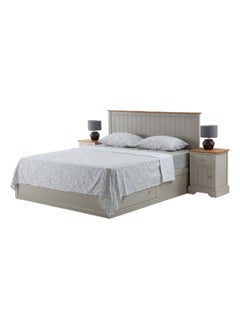 اشتري Rose King Flat Sheet Set, Grey - 210TC, 255x274 cms في الامارات