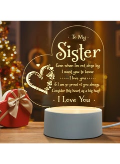 اشتري Sister Night Light - Engraved 'To My Sister' Lamp, Perfect Gift for Birthday, Graduation - Ideal for Sisters from Brother or Sister في السعودية