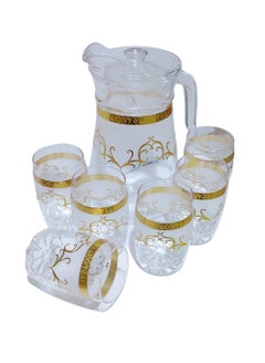 Buy 7 Piece Drinkware Set Of Jug With 6 glass Cups in Saudi Arabia