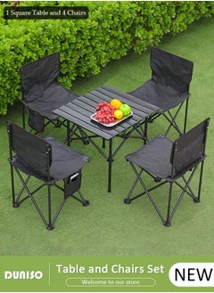 اشتري 5PCS Folding Table and Chairs Set, Portable Picnic Long Table with 2 Seats ,Camping Table with Easy Carrying Bag, Lightweight Folding Egg Roll Table and Chair Set for Outdoor Camping Picnic BBQ, Party and Dining في الامارات