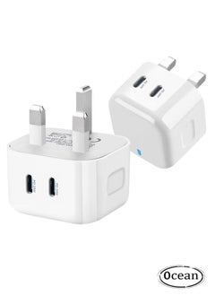 Buy ​Dual Port Fast Charger 40W, Dual USB C Power Adapter PD Fast Charging Adapter Type C Plug Compatible with iPhone, iPad, Samsung, Pixel, Huawei, Xiaomi, Macbook, Oneplus, etc, White in Saudi Arabia