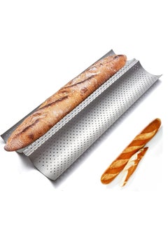 Buy Nonstick Baguette Pans for French Bread Baking, Perforated 2 Loaves Baguettes Bakery Tray Baking Bake Mold Toast Cooking in UAE