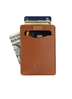 Buy Slim Wallet for Men Women  Card Holder with RFID Protection Minimalist Tan in UAE