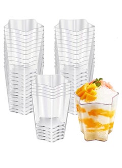 Buy 50Pcs Mini Dessert Cups, 70ml Plastic Pentagram Shape Cups Clear Parfait Appetizer Cup Reusable Serving Bowl for Pudding Mousse Party in Saudi Arabia