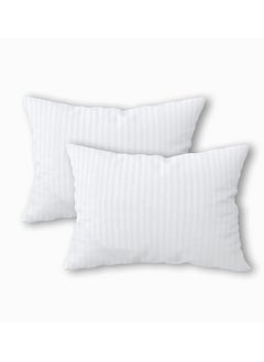 Buy 2-Piece White Solid Stripped Pillowcases Set in UAE