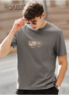 Buy Man's T-shirt Loose Version Pure cotton Causal and Trendy Versatile Pattern Printing Short Sleeves in UAE