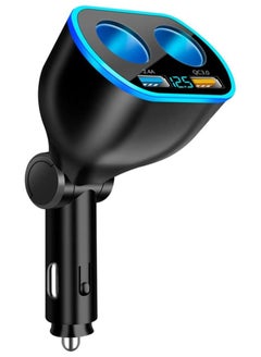اشتري "2024 New Upgrade 4 Port Cigarette Lighter Splitter, 2.4A & QC 3.0 Super Fast Car Charger, with Dual Cigarette Lighter Plug with LED Voltmeter Compatible with Mobile Cell Phone Dash Cam GPS (QC+2.4A) في الامارات