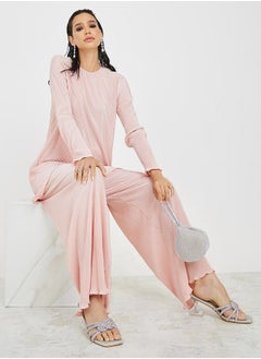 Buy Plisse Longline Top & Wide Leg Pants Modest Set in Saudi Arabia