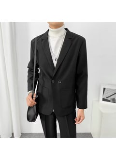 اشتري Casual Korean Mens Blazer New JacketBlack (high quality) Black (high quality) في السعودية