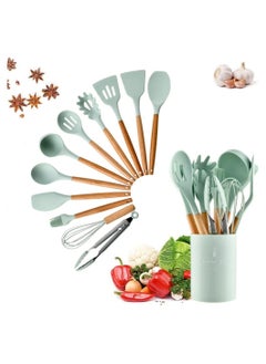 Buy Cooking utensil Set, 12 Pcs Silicone Spatula Set for Baking, Cooking & Decorating, Home Kitchen Spatula Spoon Gadget with Holder for Nonstick Cookware, Heat-Resistant & BPA-Free Cooking Spatula Set in UAE