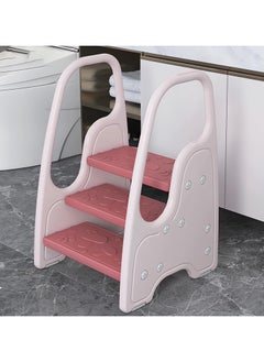 Buy Toddler Step Stool,Adjustable 3 Step Stool,Kids Standing Tower for Kitchen Counter Bathroom Sink Toilet Potty Training,Children Learning Helper Stool with Safety Handles & Non-Slip Pad (Pink) in Saudi Arabia