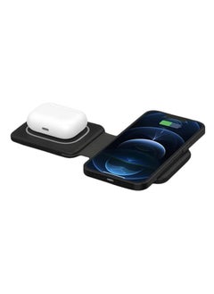 Buy 2 in 1 Wireless Charger with Fast Magnetic Charging Pad Compatible with iPhones, AirPods, and Smart Watches - Black in UAE