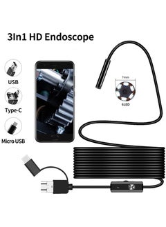 Buy 3-In-1 Endoscope Inspection Camera Built-in 6 LEDs IP67 Waterproof USB Type-C Endoscope for Android Smartphones/PC in UAE