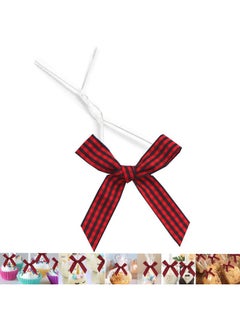 Buy 50 Count 3 Inch Gingham Ribbon Twist Tie Bows, Checkered Pretied Bows With Twist Ties, Twist Bow Ties For Treats, Cake Pops, Baby Shower, Crafts, Gift Wrapping, Cookies(Black And Red Plaid) in Saudi Arabia