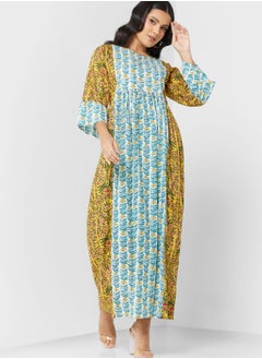 Buy Flared Sleeve Printed Jalabiya in UAE