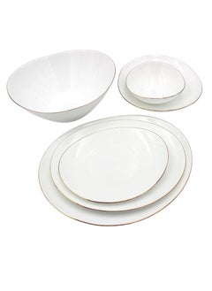 Buy Melrich Dinnerware 12 Pcs Set Gold line Opal Glassware Microwave safe Dishwasher safe Heat Resistance 4 Dinner plate 4 Soup plate 4 Medium Bowl in UAE