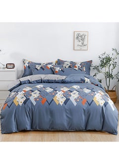 Buy 6-Piece Double Size Duvet Cover Set|1 Duvet Cover + 1 Flat Sheet + 4 Pillow Cases|Microfibre|MUESLI in UAE