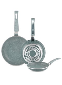 اشتري Frying Pan Set - Multi Layer Granite Coating Fry Pan | Include 20 CM, 24 CM, 28 CM Non Stick Pan | Heat-Resistant Handle Hanging Loop في الامارات