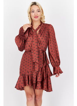 Buy Women Polka Dots Mini Casual Dress, Red in UAE