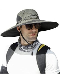 Buy Outdoor Windproof Quick Drying Breathable Sunscreen Fishing Sunshade Mountaineering Large Eaves Folding Fisherman Hat in UAE