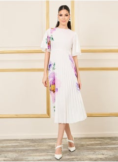 اشتري Floral Print Pleated A-Line Midi Dress في السعودية