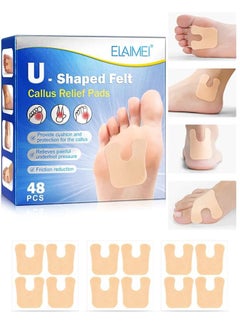 Buy 48 Pieces U-Shaped Felt Callus Pads Metatarsal Foot Pads for Pain Relief Keep Calluses from Rubbing on Shoes Forefoot and Support Self Adhesive Foam Foot Cushion Pad for Men and Women in UAE