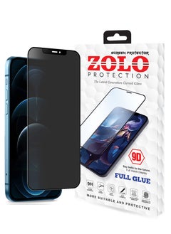 Buy Zolo Anti-Spy Anti-Fingerprint Matt Privacy 9D Tempered Glass Screen Protector For Apple iPhone 13 mini Black in UAE