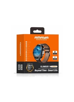 Buy Amaya ASW-01 Smart Watch Strap Brown Color Bluetooth Call Multiple Sports Modes Music Control Sports Tracking IP68 Waterproof and Dustproof, Enhanced Water Resistance. Scientific sleep monitoring, good sleep for good life. 24-hour heart rate monitoring in Egypt