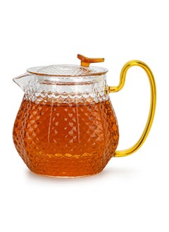 Buy Glass Tea Pot with Filter, Borosilicate Glass Tea Pot Infuser, with Stylish Design, Great For Loose Leaf Tea, Blooming Tea, Tea Bags & Fruit Infused Water 600ml in UAE