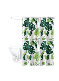 Buy FEELINGS SHOWER CURTAIN WITH 12PCS HOOK RINGS (TROPICAL LEAVES) in UAE